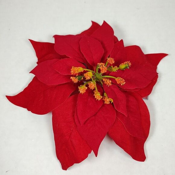 Large Christmas Xmas Poinsettia Flower Home Decor Clip Red White Multipurpose - Picture 3 of 10